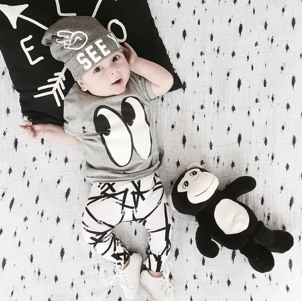 

2019 summer Newborn Baby boy Clothes Set Cotton cartoon Short sleeve T-shirt + Pants 2pcs Outfit Toddler Baby Boy Clothing Set