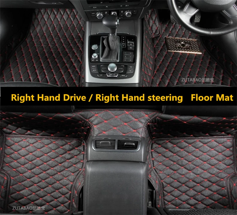 

Auto Floor Mats For Audi A1 A3 A4 A5 A6 A7 A8 Right Hand Drive 2006-2017 Car Foot Carpets High Quality Embroidery Leather