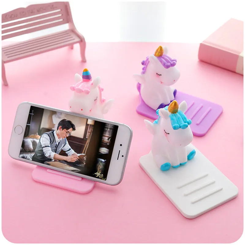 

silicone lazy cartoon mobile phone holder Unicorn car Desktop multi-function adjustable bracket