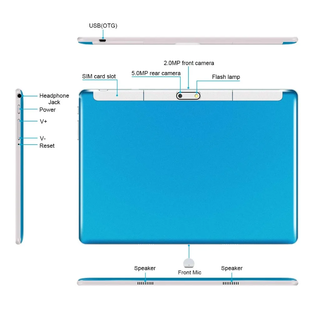 ZONNYOU 10 дюймов Планшеты Android 8,0 10 Core 4 Гб оперативная память 64 Встроенная двойной sim-карта для планшета г LTE Bluetooth Wi Fi Google Play PC