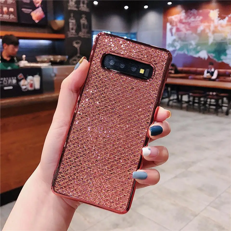 Роскошные 3D блеск мягкий ТПУ с блестками покрытие чехол для samsung S10 S10E S9 плюс S8 iphone