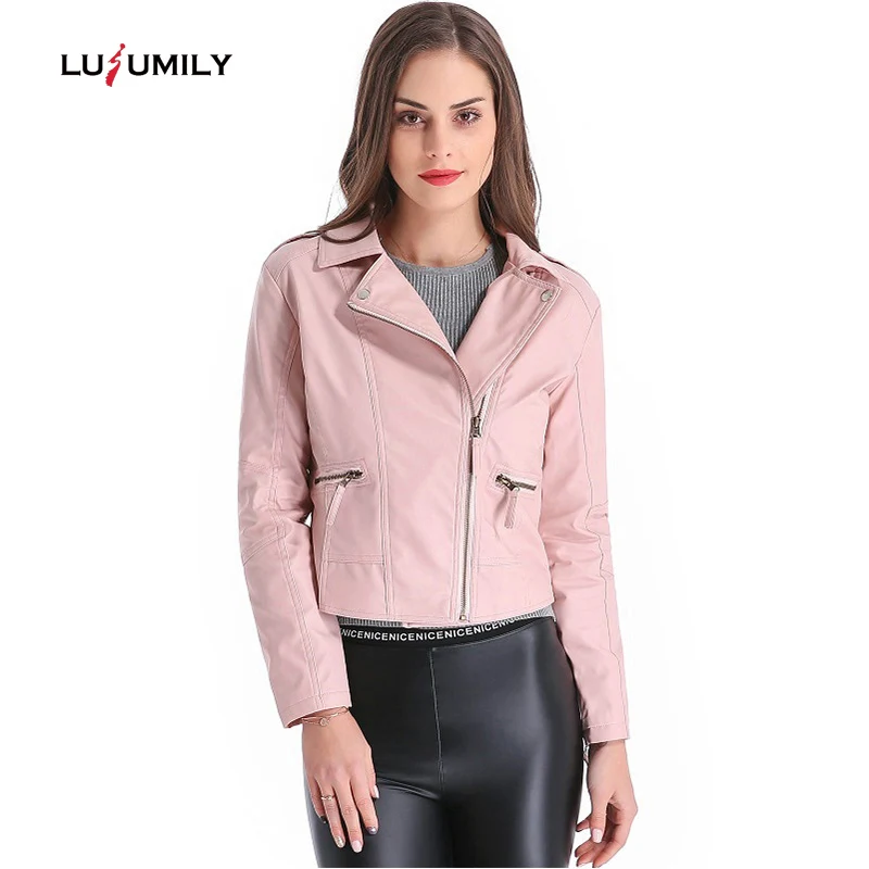 Lusumily плюс размер 3XL 4XL кожаная куртка для женщин Короткие PU искусственная Женская