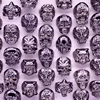 Wholesale lot 12 pcs Black Mix Men Gift Men Punk Style Jewelry Skull Ring Skeleton Pattern Man Gothic Biker Rings Party Gift 2