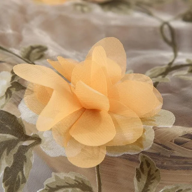 Fabric 3D flower Organza embroidered gauze for Handmade Sewing Material