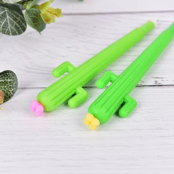 

Green Cactus With Flower Gel Ink Pen Promotional Gift Stationery School & Office Supply