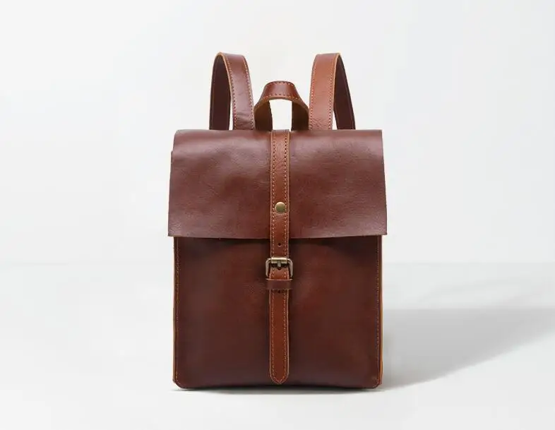

Genuine leather calf skin unisex backpack vintage soft school bag