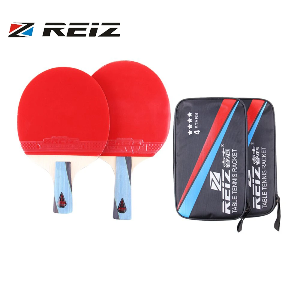 

REIZ Short Or Long Handle Shake-hand Table Tennis Racket 4 Stars Ping Pong Paddle Professional Racket For Match Training Hot