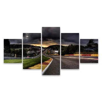 

HDARTISAN Wall Art Painting Night Race Track Canvas Picture Landscape Print Picture For Living Room Home Decor No Frame