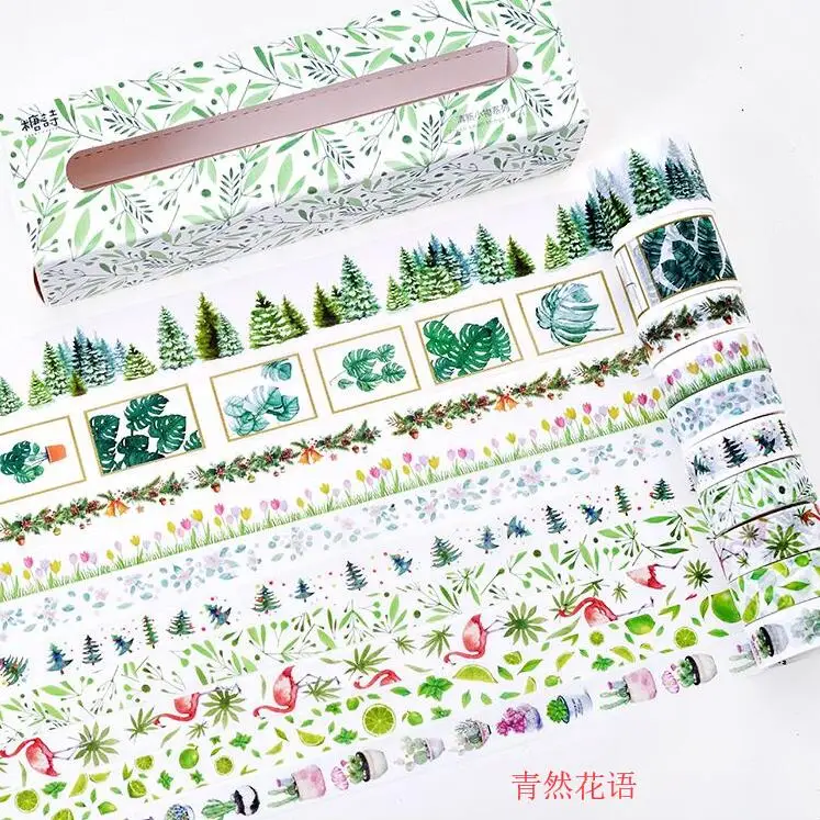 

10rolls/lot Tropical rain forest series green plant lemon meaty leaf Decoration Washi Tape DIY Planner Scrapbooking Masking Tape