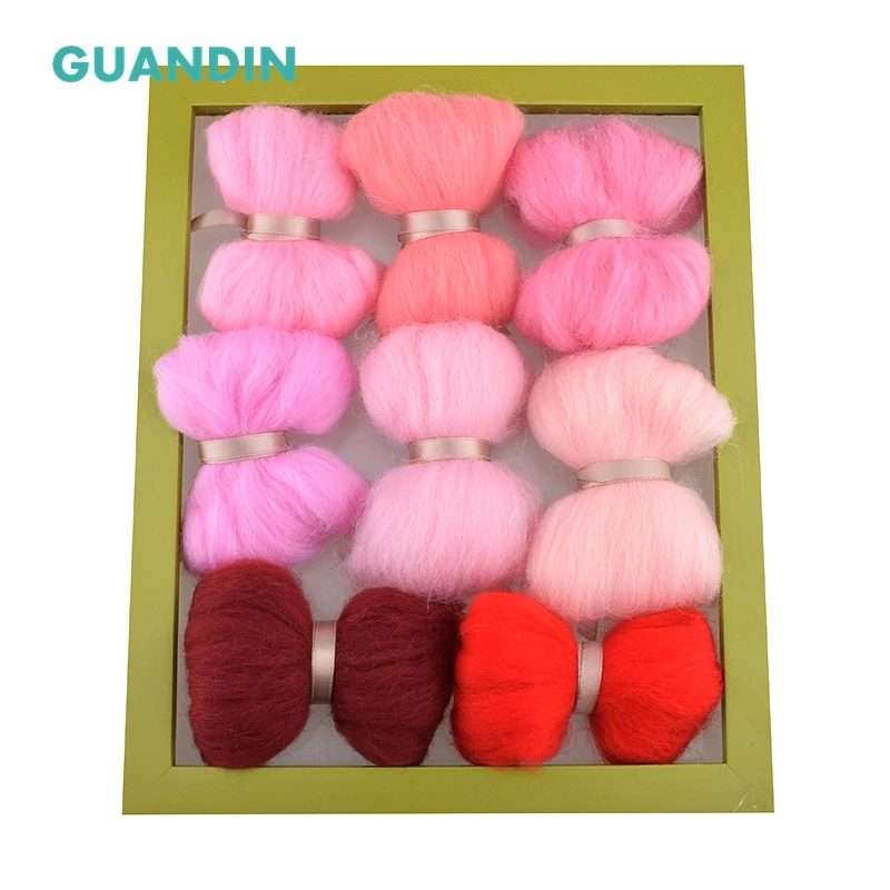 

GuanDin,1Color/Set,Solid Color Poked Wool Felt,Red&Pink System Pattern,Non-Finished Wool Felt of DIY/Needlework/Felting/Handmade