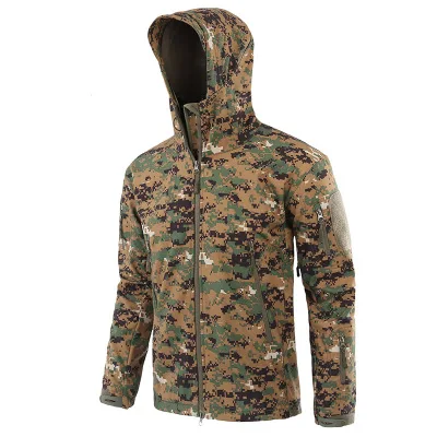 Одежда для охоты, для улицы, Акула, кожа Tad V4, тактическая Millitary softshell куртка, костюм для мужчин, водонепроницаемая, боевая, флисовая куртка для мужчин - Цвет: Woodland Digital