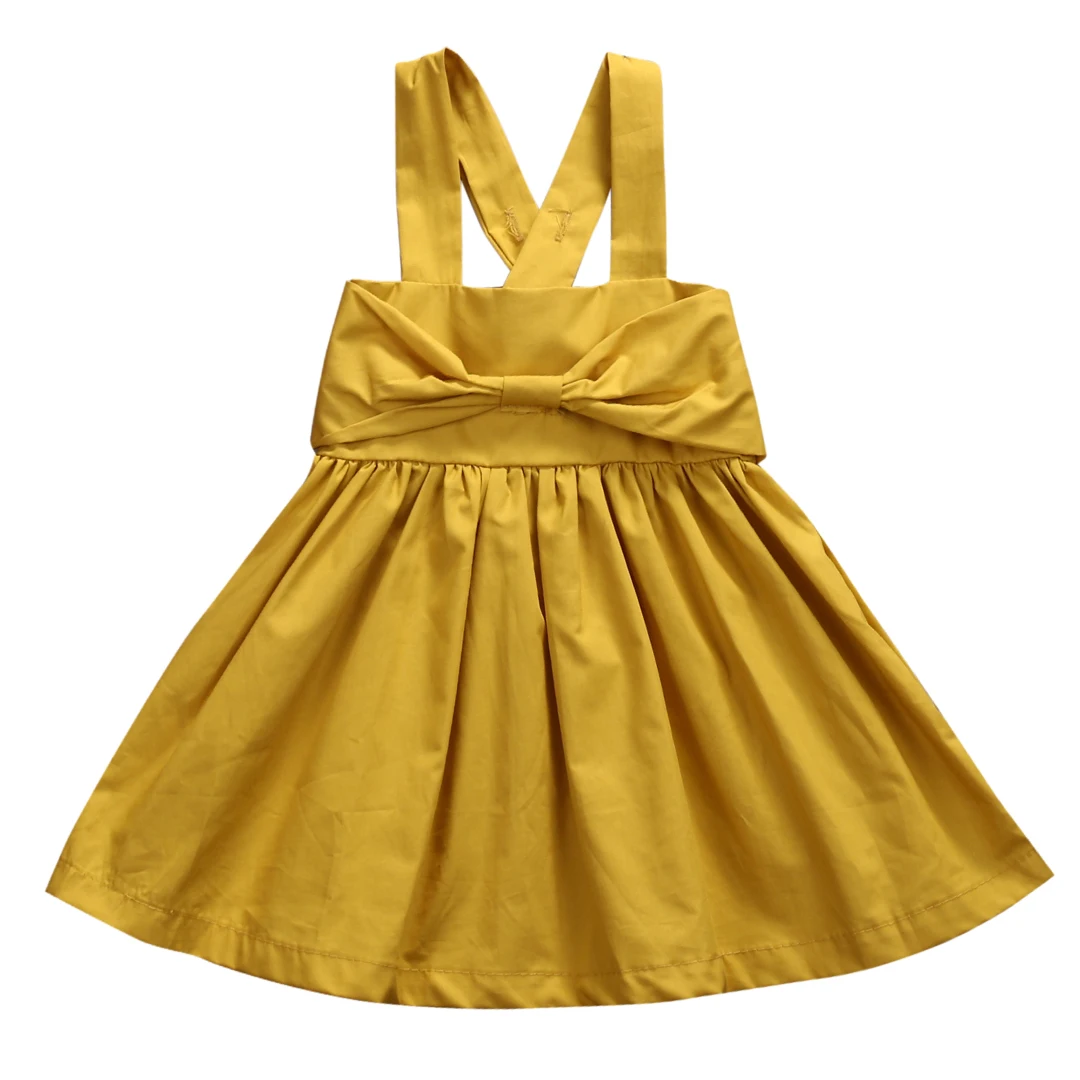 

Baby Girls Kids Princess Casual Solid Summer Sleeveless Strap Princess Dress