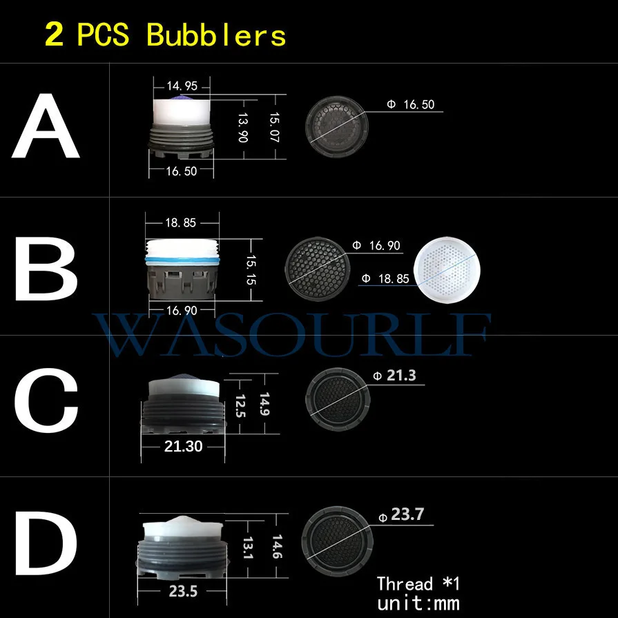 

WASOURLF 2PCS male thread aerator tap bubble faucet external concealed kitchen basin bathroom