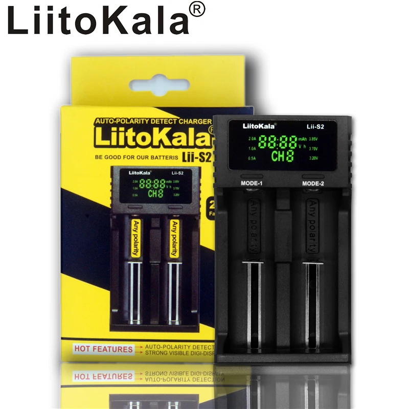 

Liitokala Lii-S2 Lithium Battery Charger Auto Polarity Detection for 18650 26650 18350 18340 AA AAA Lithium Ion NiMH Battery