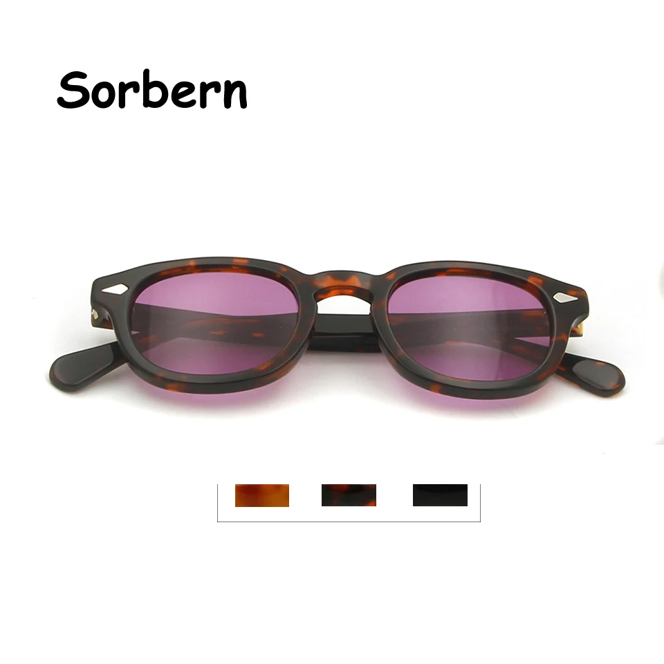

High Quality Johnny Depp Sunglasses Men Acetate Small Round Glasses Uv400 Medium Brand Designer Retro Women'S Tint Sunglasses