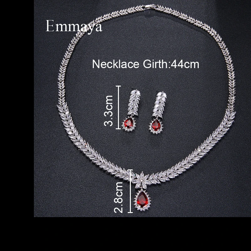 Emmaya Luxury AAA Cubic Zircon 4 Colors Water Drop Wedding Earrings Necklace For Women Bridal Jewelry Sets Party Accessories bridal jewelry sets crystal jewelry sets