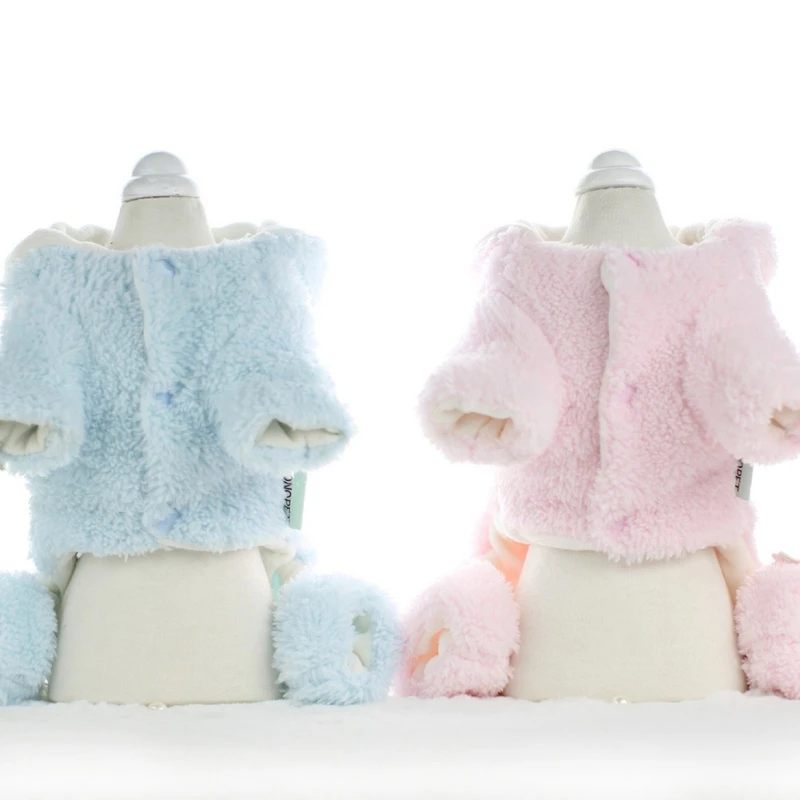 

Pajamas Sweet Bow Dog Puppy Cotton Plush Jumpsuits with Cap Clothes for York Dogs Autumn Cloth Puppy Sleeping Cloth For Puppy