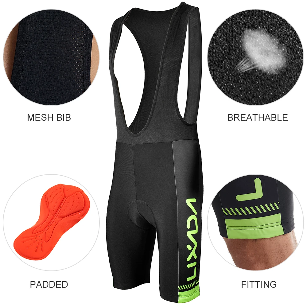 LIXADA MTB Men's Short Sleeve Cycling Jersey Sets 3D Padded Bib Short Set Quick Drying Short Sleeve Bike Cloth Cycling Cloth Set