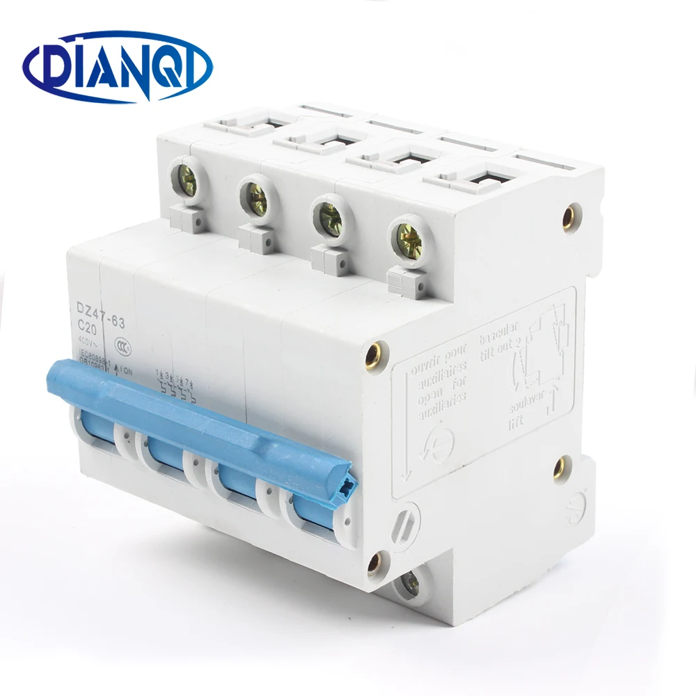 

DZ47-63 10A 16A 20A 25A 63A 4P AC 230V 32A 40A 50A Or 400V Mini Circuit Breaker MCB Cutout Switch Breaker Switch Chopper