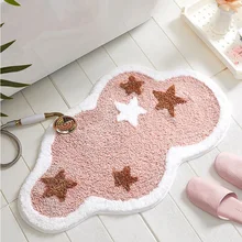 Розовый Детский милый коврик в виде Облака Звезды с милыми дверями Противоскользящий хлопок Ванная комната прикроватный ковер современный мультяшный коврик дизайн в скандинавском стиле