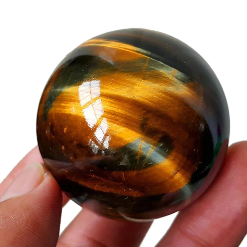 

Dark Yellow Asian Natural Tiger Eyeball Quartz Crystal Healing Ball 26MM Natural Citrine Quartz Crystal Sphere