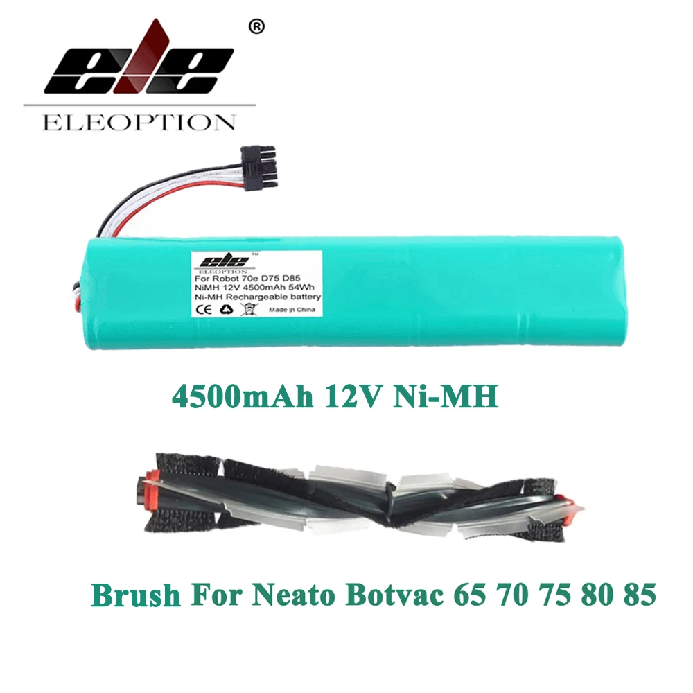 

ELEOPTION Ni-MH 12V 4500mAh Battery for Neato Botvac 70e 75 80 85 D75 D8 D85 Vacuum Cleaner With Combo bristle blade Brush