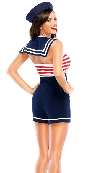 Список пикантный костюм моряка Для женщин костюм синий с полосатая шапка для Хэллоуина Косплэй вечерние шоу на сцене темно-Костюмы