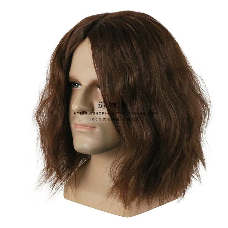 Капитан Америка Зимний Солдат парик Bucky коричневый волнистый парик комический косплей парик костюм с сеткой для волос