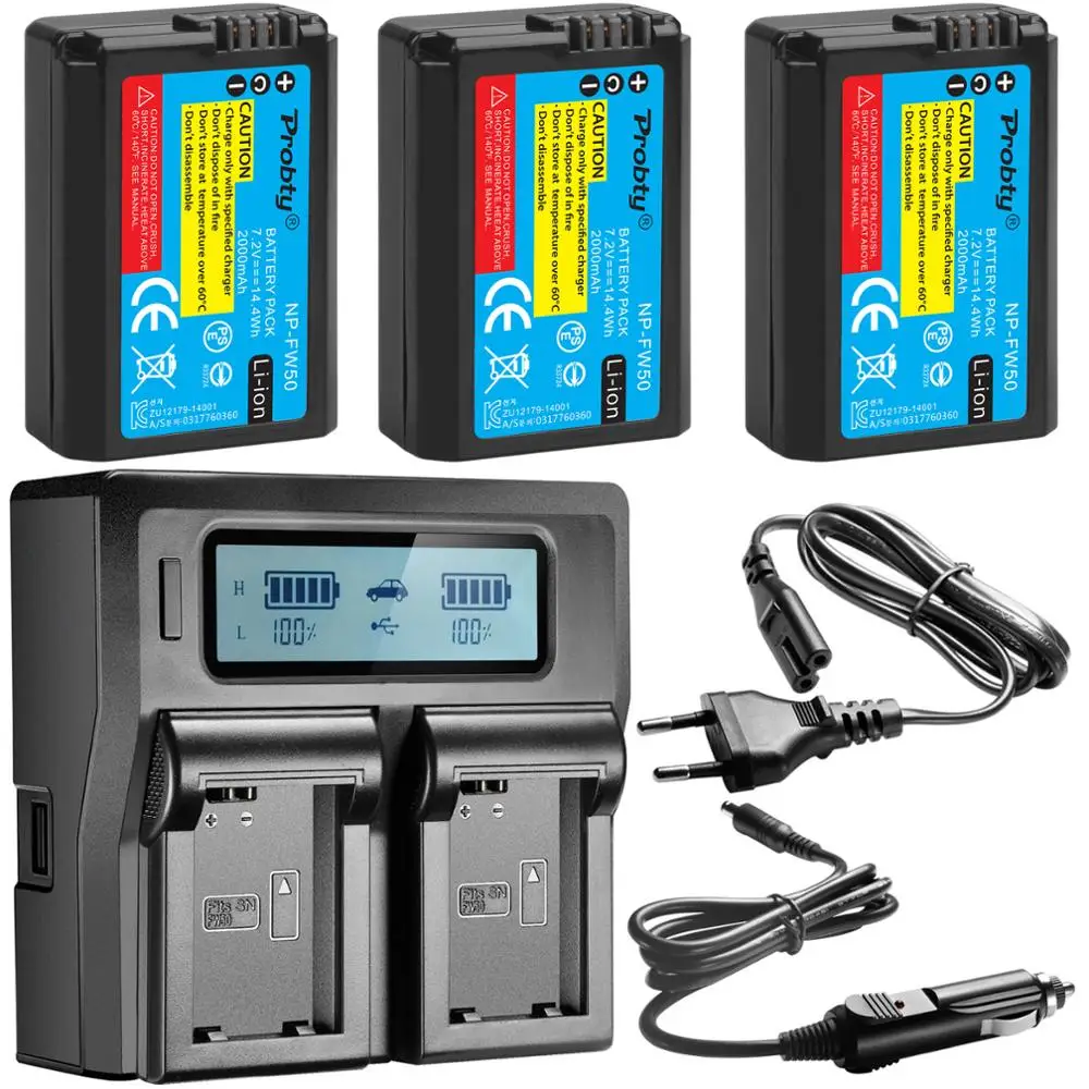 

FOR SONY NP-FW50 NP FW50 Camera Battery +Rapid LCD Charger for Sony Alpha a6500 a6300 a6000 a5000 a3000 NEX-3 a7R a7S NEX-7