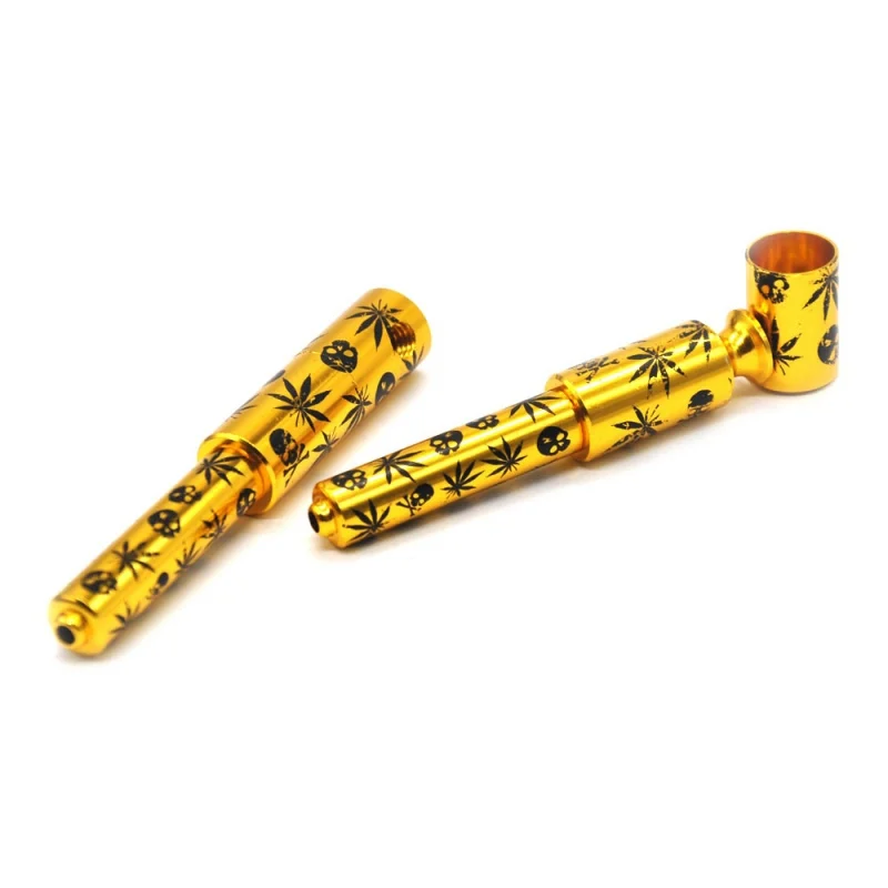 

Gold Leaves Metal Smoking Pipes Rasta Pipe Detachable Tobacco Smoking Pipes Smoking Accessories Pipes Smoking