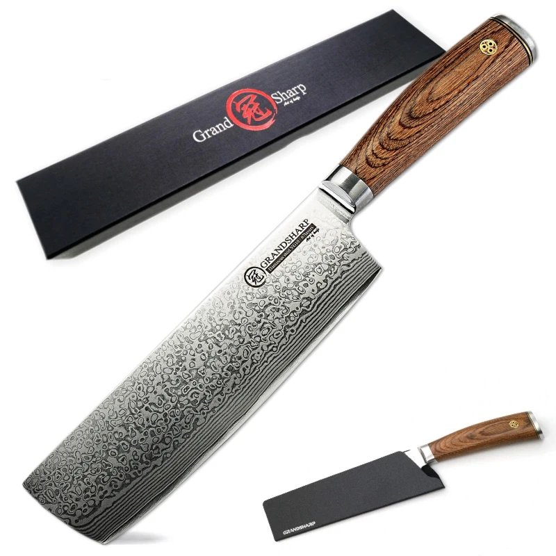 Кухонные ножи накири Grandsharp VG10 6 7 дюйма Дамаск китайский Кливер шеф повара в