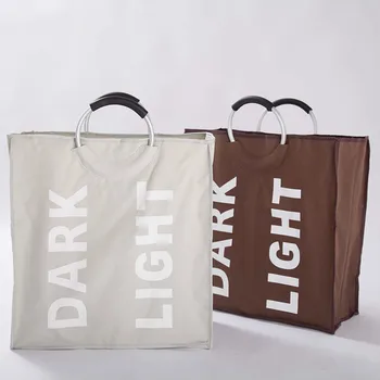 

Portable square double-layer Oxford cloth dirty clothes basket solid color large waterproof laundry bag creative LU10231452