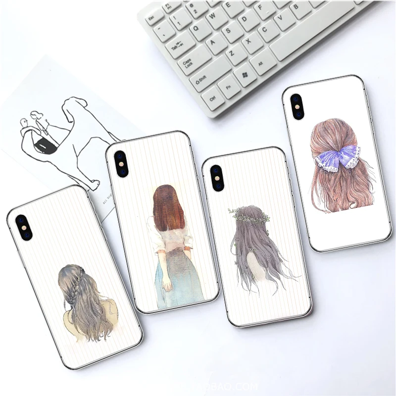 

Cute Indie Pop Girls Case Cover For iPhone XS Max XR X 7 6 6s 8 Plus xs 5 5S SE Silicone Phone Cases Covers Etui Coque