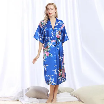 

Women bathrobe Night Dress sleepwear robe Plus Size Nightgown Silk Satin Nightdress Nightgown Nightwear bathrobe Home Clothes