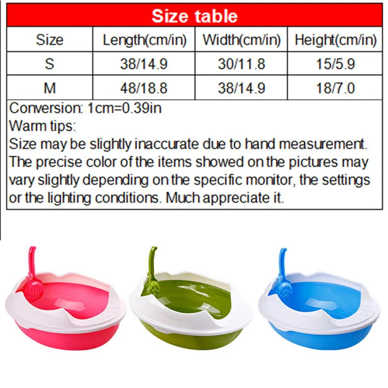 Овальная коробка для кошачьих туалетов из твердого пластика для домашних животных, большой поднос, инструмент для чистки собачьей раковины и туалета для кошек Loo с лопатой,, 2 размера