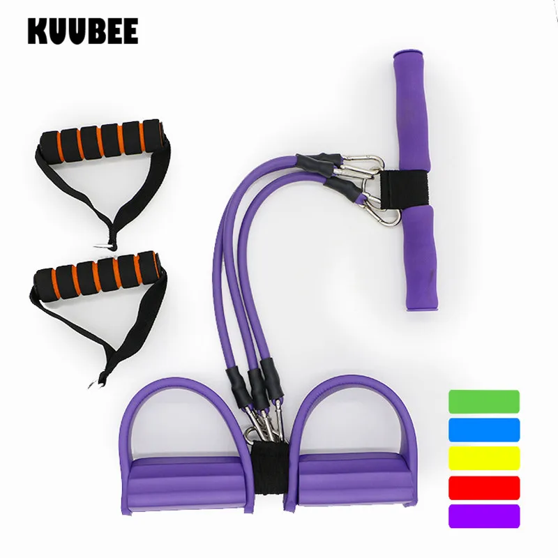 Pedal Resistance Bands 3 Tubes 3 Way Sit ups Rally Foot Exercise Yoga