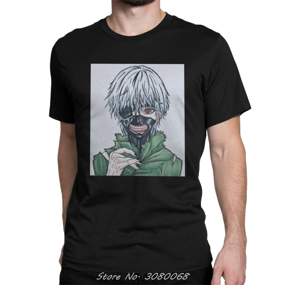 

Tokyo Ghoul T-shirt Japanese Anime Kaneki T Shirts Men Short Sleeve O-neck Cotton Tee Shirt Streetwear