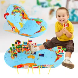 Новые детские познания географических знаний деревянный ToysStereo Развивающие детские игрушки головоломки игрушки Карта мира Флаги