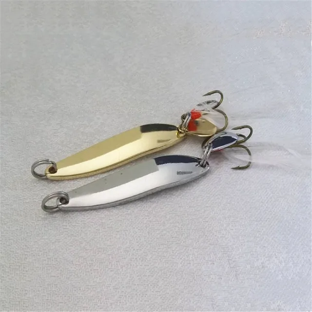 Enhance your fishing experience with the Metal Gold Sliver Spoon Fishing Lure.