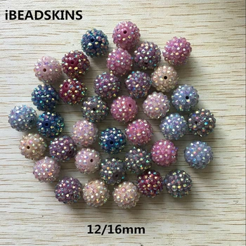 

(choose size and color ) 12/16mm New 9 color AB Resin Rhinestone Chunky Beads