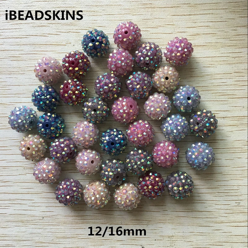 

(choose size and color ) 12/16mm New 9 color AB Resin Rhinestone Chunky Beads