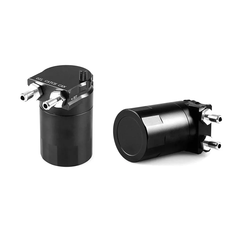 1Set Universal 300ml Oil Catch Can Tank, Aluminum Alloy Dual Cylinder Polish Baffled Engine Air Oil Separator Tank Reservoir Kit