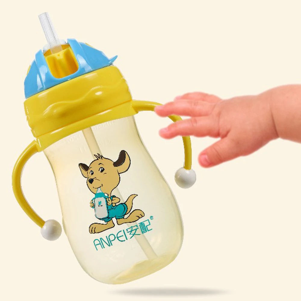 350 Baby Kids Straw Cup Cartoon School Water Cups Cute Kettle Shaker