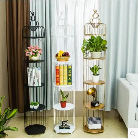 

Iron Living Room Flower Shelf Interior Creative Multi-storey Birdcage Shelf Balcony Floor-Floor Flowerpot Plant Storage Display