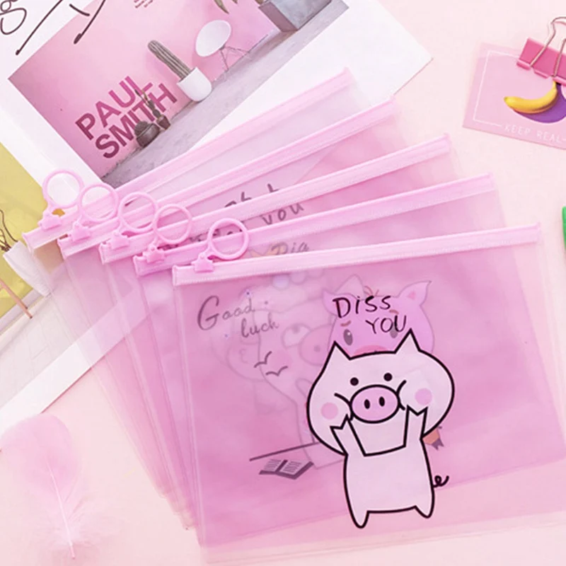 

Kawaii Leopard Unicorn Transparent Pencil Case Cosmetic Bag School Office Supplies Document Bag File Folder Stationery Organizer