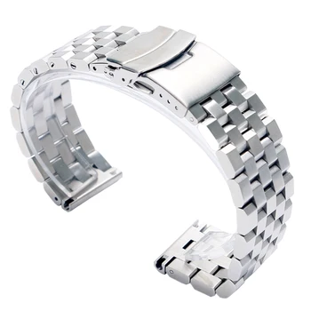 

High Quality 20/22mm Silver/Black Bracelet Men Women Watch Band Strap Cool Replacement Solid Link Stainless Steel Watchstrap