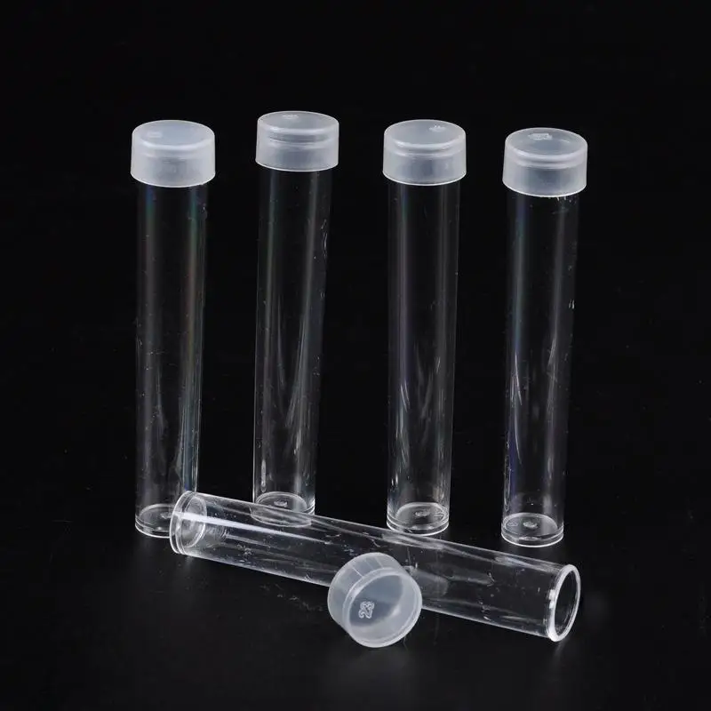200pcs Clear Tube Plastic Bead Containers with Lid for Jewelry Packaging 13.5mm wide, 76mm long
