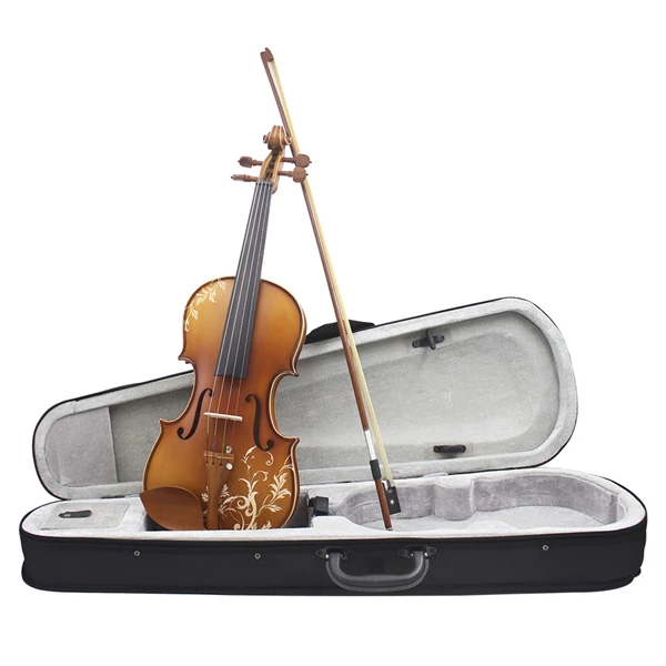 Professional 4/4 Spruce Wood Carving Violin with Bow String Rosin Mute