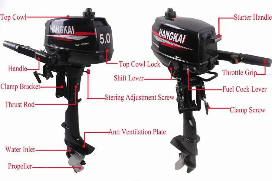 Hangkai 2-х тактный подвесной мотор Gasolina 5HP/3.7KW подвесных лодочных моторов для лодки