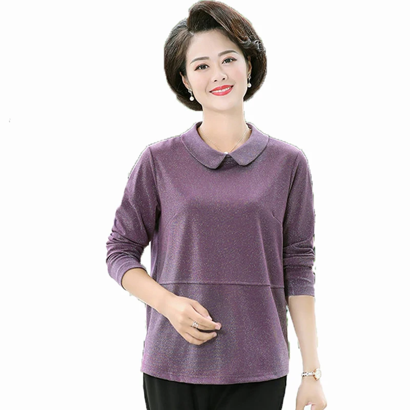 

Woman Peter Pan Collar Blouse Red Green Purple Navy Blue Tops Female Back Zipper Blouses Women Spring Autumn Top Daily Clothes